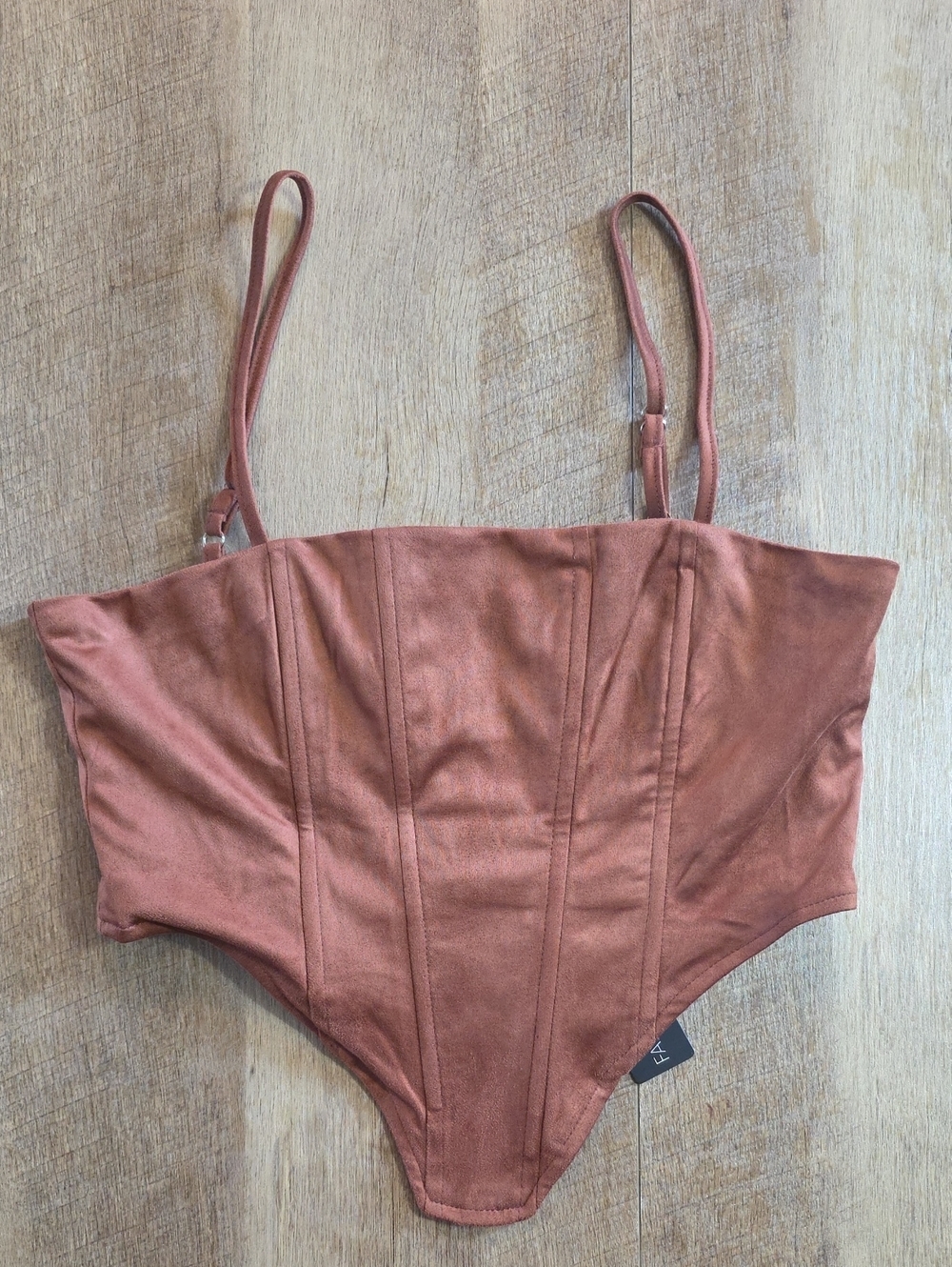 Fashion Nova- Chocolate- Faux Suede Corset Top. Size XL. NWT